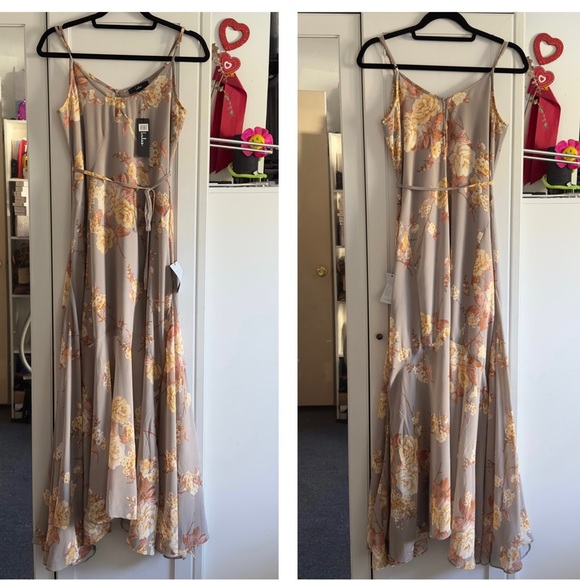 Lulus Feeling Freesia Grey Floral Print Maxi Dress Size XS - Picture 4 of 9